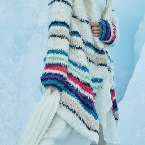 Free People Paint The Town Sweater Jacket Striped Knit Alpaca Blend Size XS NWT - Picture 13 of 16